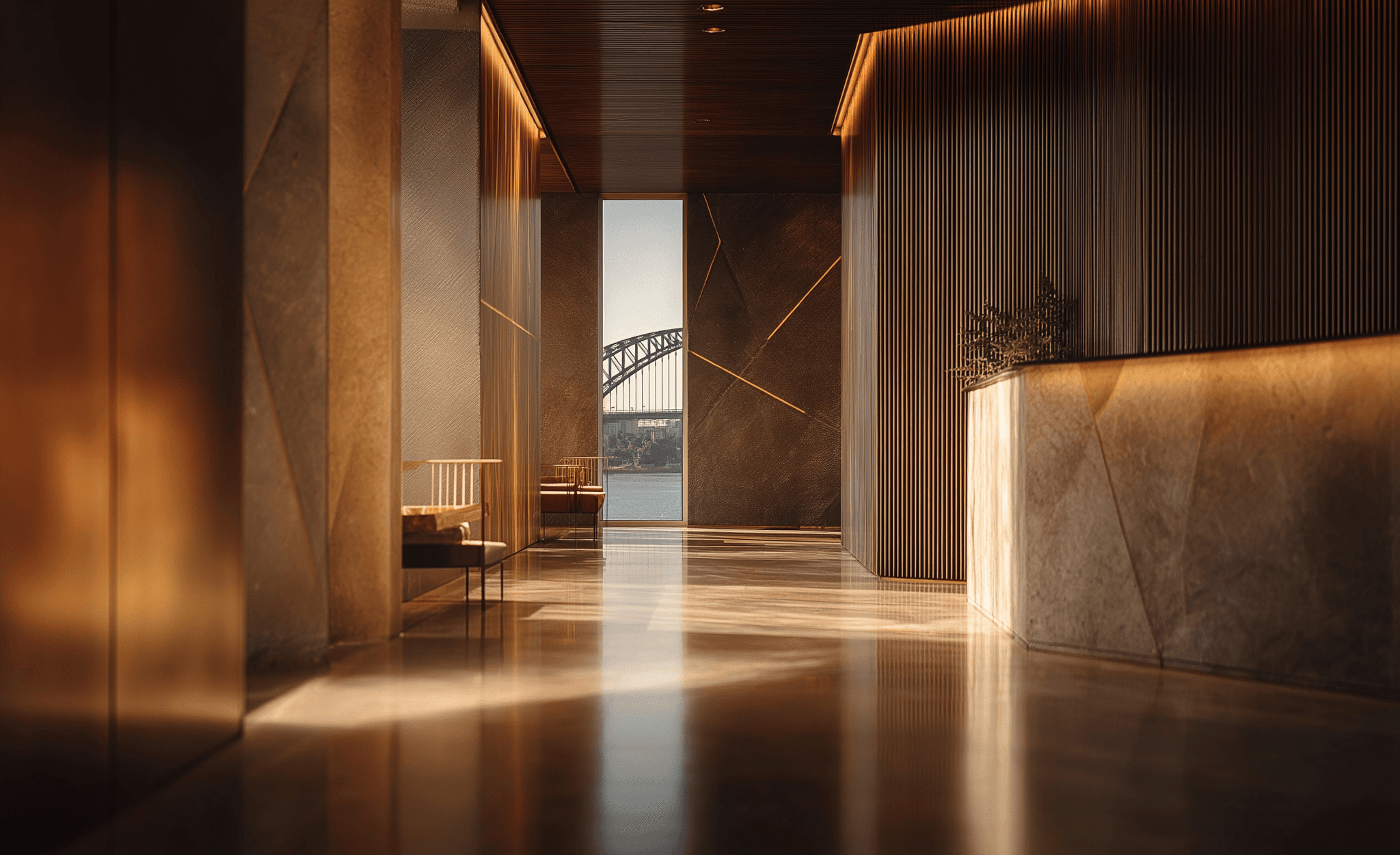 Office with a glass view for a bridge